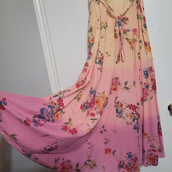 Bila Floral Maxi Dress in Pink and Cream Size M Boho - Picture 3 of 5